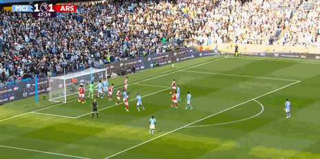 哈兰德爆射近角击中立柱弹出